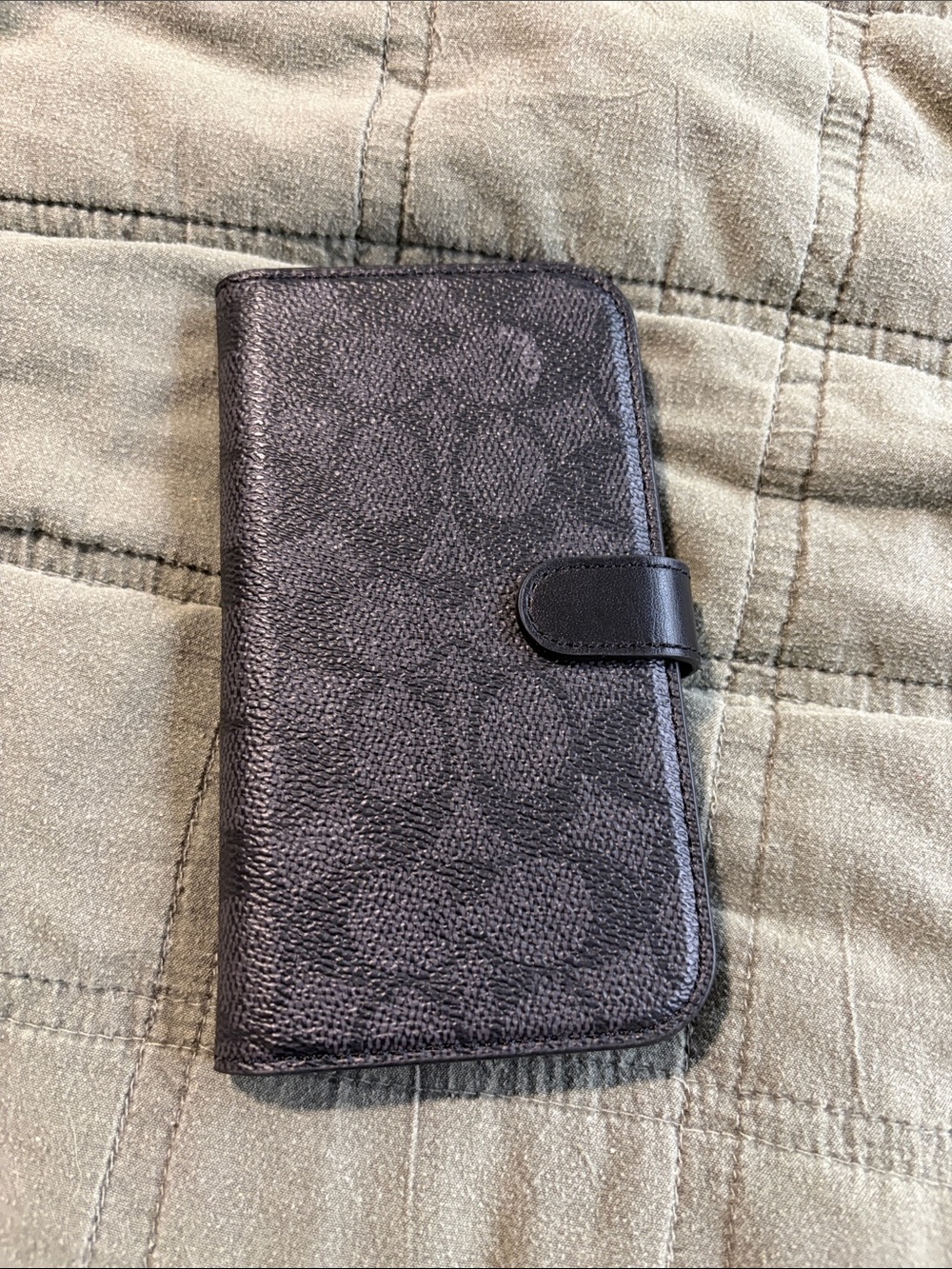 Black Leather Folio Phone Wallet Case - Unbranded